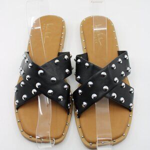 Nicole Miller New York NWOT Women Sandals Black Studded SZ 8M Cushion Slip on